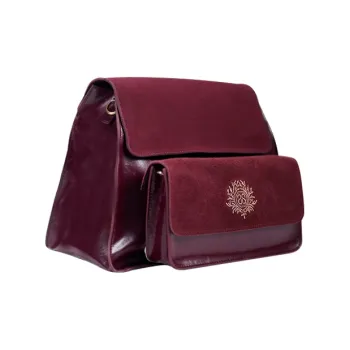 SISISM Cow Leather Shoulder Bag Large Size Women's Burgundy