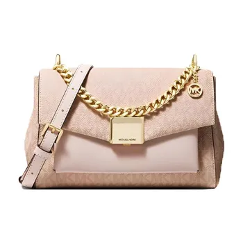 MICHAEL KORS Lita Canvas With Leather Shoulder Bag Crossbody Bag Medium Size Women's Ballet Pink