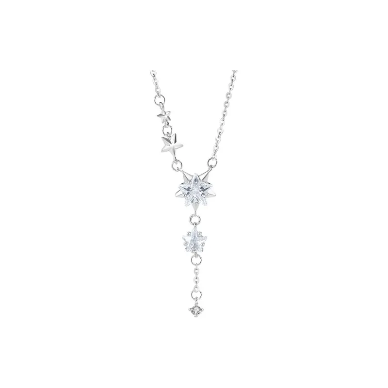 Happy Tide 925 Sterling Silver Necklaces Women's White Gold-0