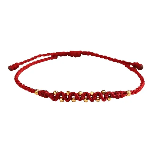 HUIMINGSHOUGONGFANG Pure Woven Bracelet # Good Luck 999 Solid Gold Priced In Gram Red String Multi Sided Unisex