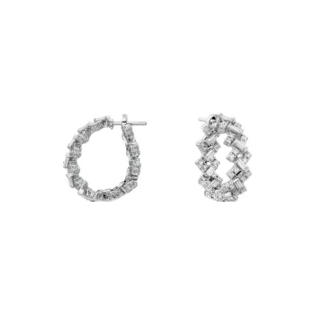 CARTIER 18K White Gold Earrings Unisex Silver