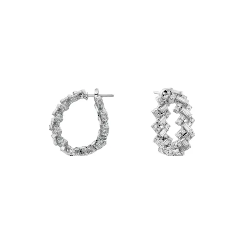 CARTIER 18K White Gold Earrings Unisex Silver
