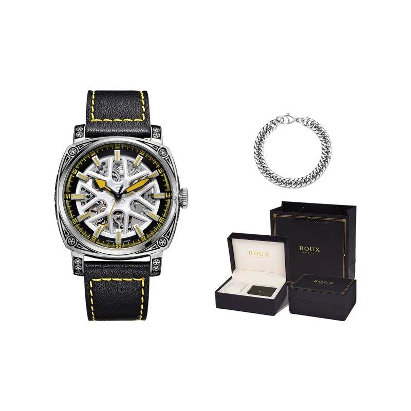 BOUX Brogues Cut Out Collection Automatic Mechanical Movement Watch Men's Watches Cut Out Dial-7