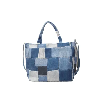 Yalu Fabric Tote One Shoulder Handbag Regular Women's Blue/Brown/Black