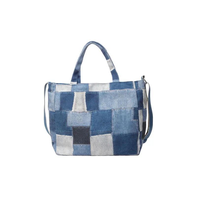 Yalu Fabric Tote One Shoulder Handbag Regular Women's Blue/Brown/Black-0