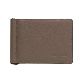 COACH Billfold Wallet Cow Leather Card Holder Wallet Mini Women's Dark Stone Color