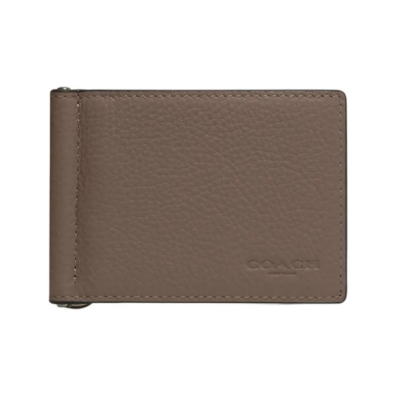 COACH Billfold Wallet Cow Leather Card Holder Wallet Mini Women's Dark Stone Color-0