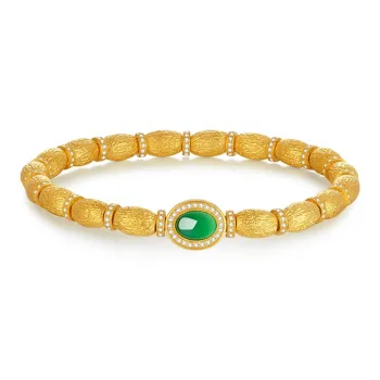 ZXIN JEWELRY Greenery Traditional Style New Chinese Style New Arrival Solid Gold Priced In Gram Gold Bracelet Women's