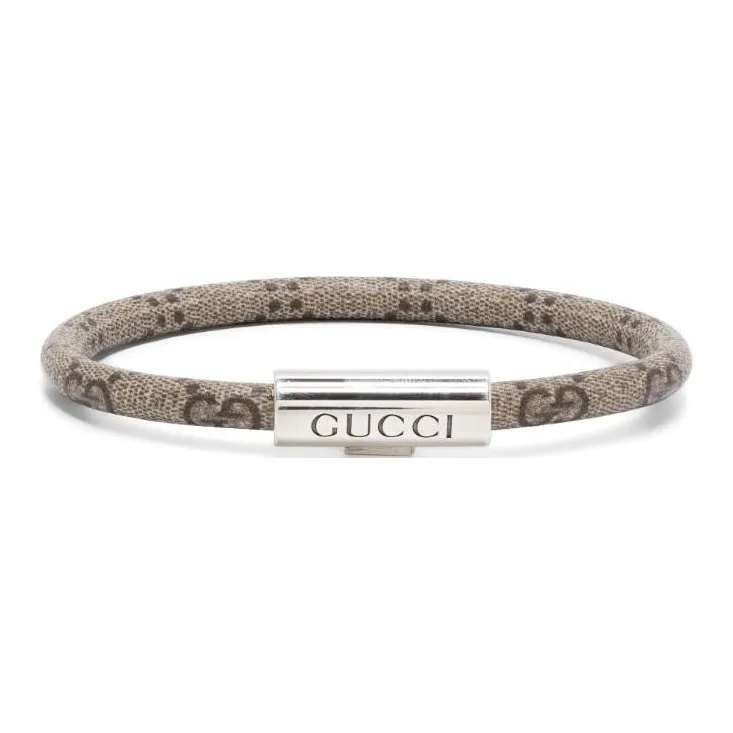 GUCCI Sterling Silver Trademark Gg Supreme Bracelet-0