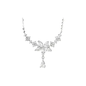 Happy Tide 925 Sterling Silver Necklaces Women's White Gold Rose Gold