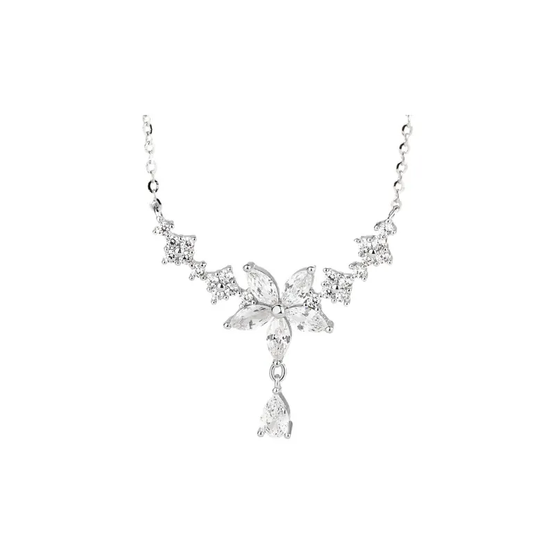 Happy Tide 925 Sterling Silver Necklaces Women's White Gold Rose Gold-0