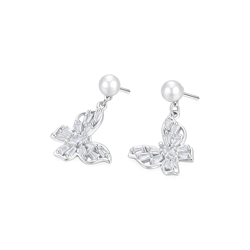 KADER Shimmering Butterfly Dance Series 925 Sterling Silver Earrings Women's Silver Box-2