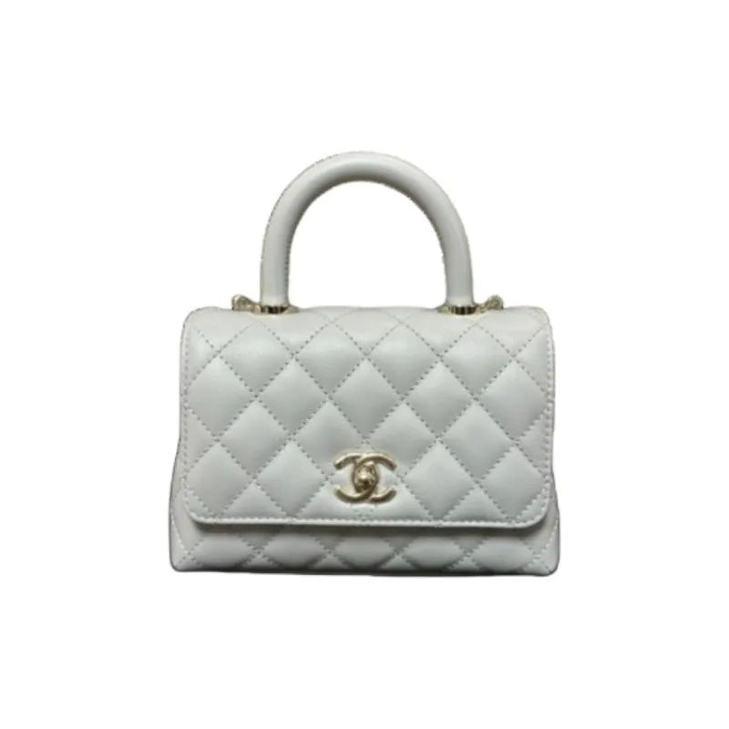 CHANEL Coco Handle Caviar Calfskin Handbag, Shoulder Bag, Crossbody Bag Mini Women's Gray Blue-0