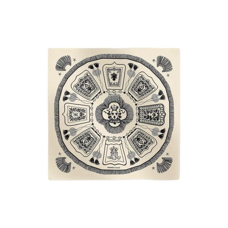 HERMES Mulberry Silk Silk Scarves Men's Light Beige-0
