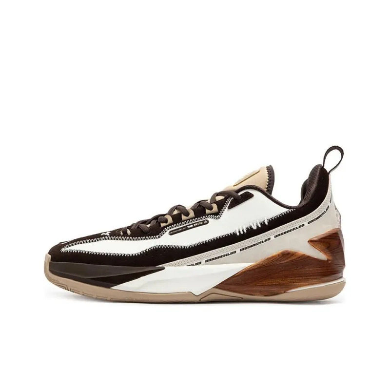 361° Toddler Generation Anti Slip Wear Resistant Low Top Basketball Shoes Men's White Black Brown-0