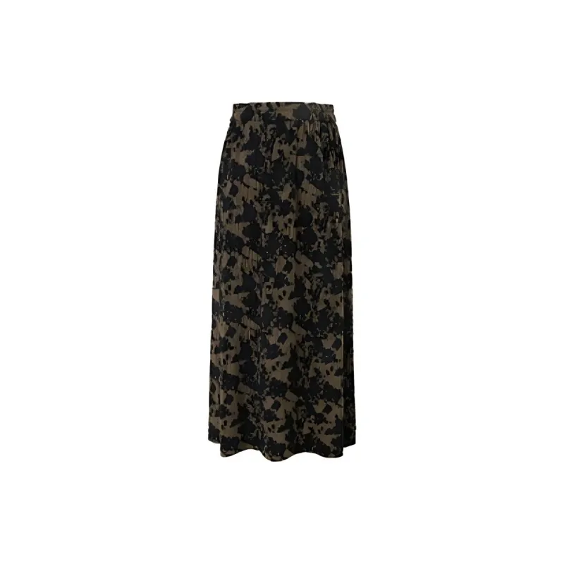 3COLOUR Casual Long Skirt Women's Coffee-1