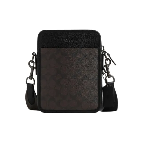 COACH Sullivan Coated Canvas Shoulder Bag, Crossbody Bag Small Size Men's Walnut Wood & Black