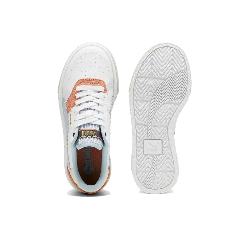 PUMA Cali Court Offside Anti-Slip Wear-Resistant Low-Top Skateboard Shoes Women's White Blue-3