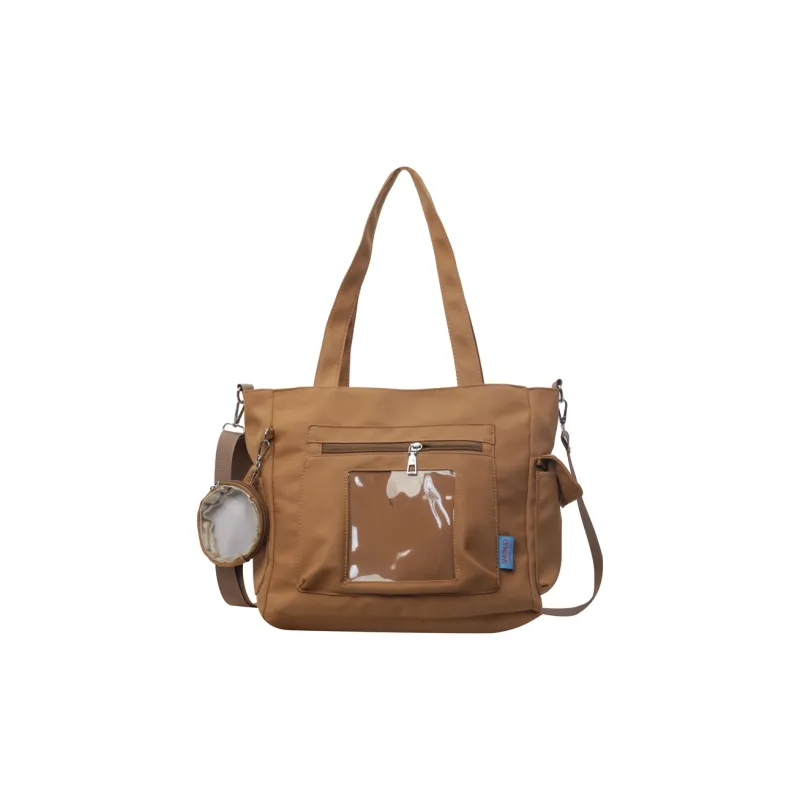 Yalu Nylon Tote Bag, Shoulder Bag Regular Women's Ecru/Black/Blue/Pink/Khaki-12