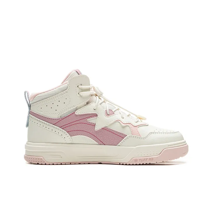 LINING YOUNG Slip Resistant Cushioning Wear Resistant Breathable High Top Kids Lifestyle Shoes Ecru Teenagers-1