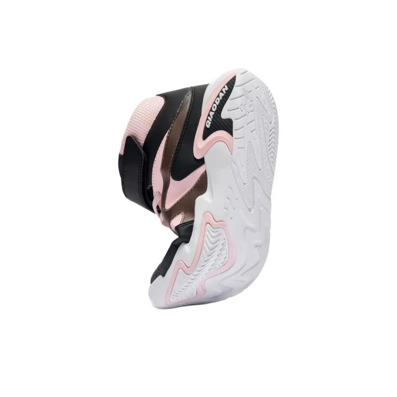 QIAODAN Anti Slip Wear Resistant High Top Kids' Skateboarding Shoes Black Pink Teenagers-4