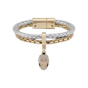 BVLGARI Metal Calf Leather Bangles Women's Silver
