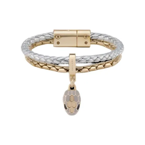 BVLGARI Metal Calf Leather Bangles Women's Silver
