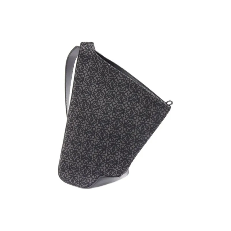 LOEWE Anton Sling Jacquard With Calfskin One Shoulder Crossbody Sling Bags Men's Anthracite/Black-1