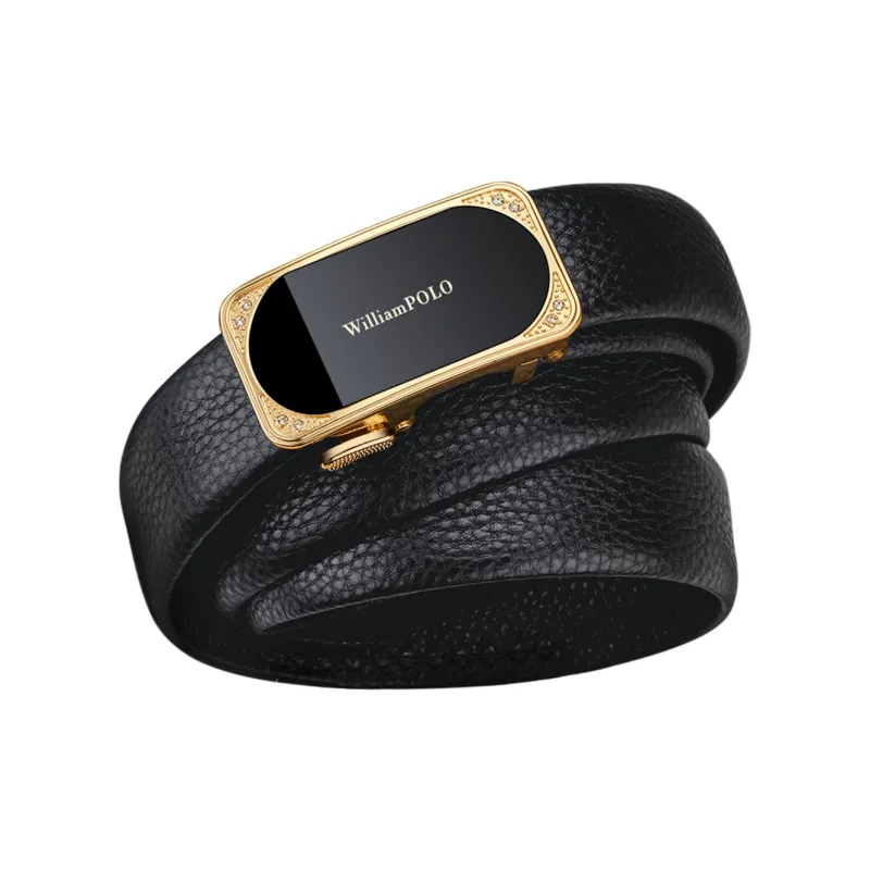 WilliamPOLO Cow Leather Top Grain Cow Leather Leather Belts Women's Black Width 3.0cm-2