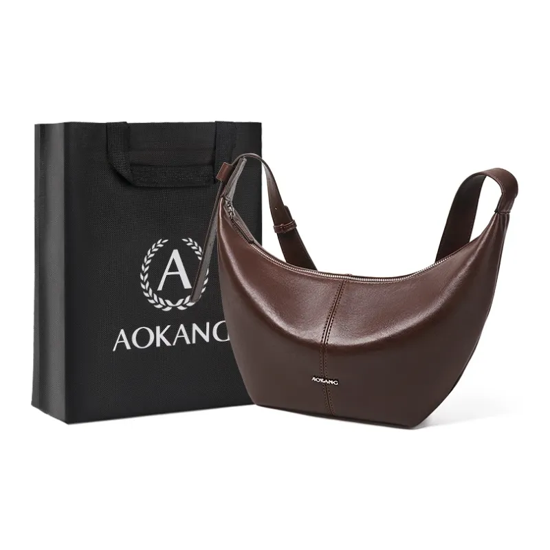 AOKANG Cow Leather Croissant Bag, Shoulder Bag, Dumpling Bag, Shoulder Bag, Crossbody Bag Large Size Women's Multicolor-8