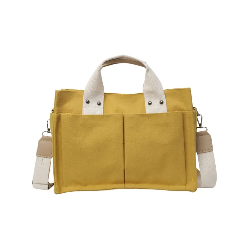 Yalu Canvas Canvas Bag One Shoulder Handbag Regular Women's Green/Yellow/Ecru/Pink/Black-5