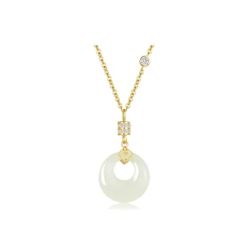 Worship Hetian Jade Necklaces Pale Greenish White Jade Women's