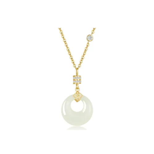 Worship Hetian Jade Necklaces Pale Greenish White Jade Women's