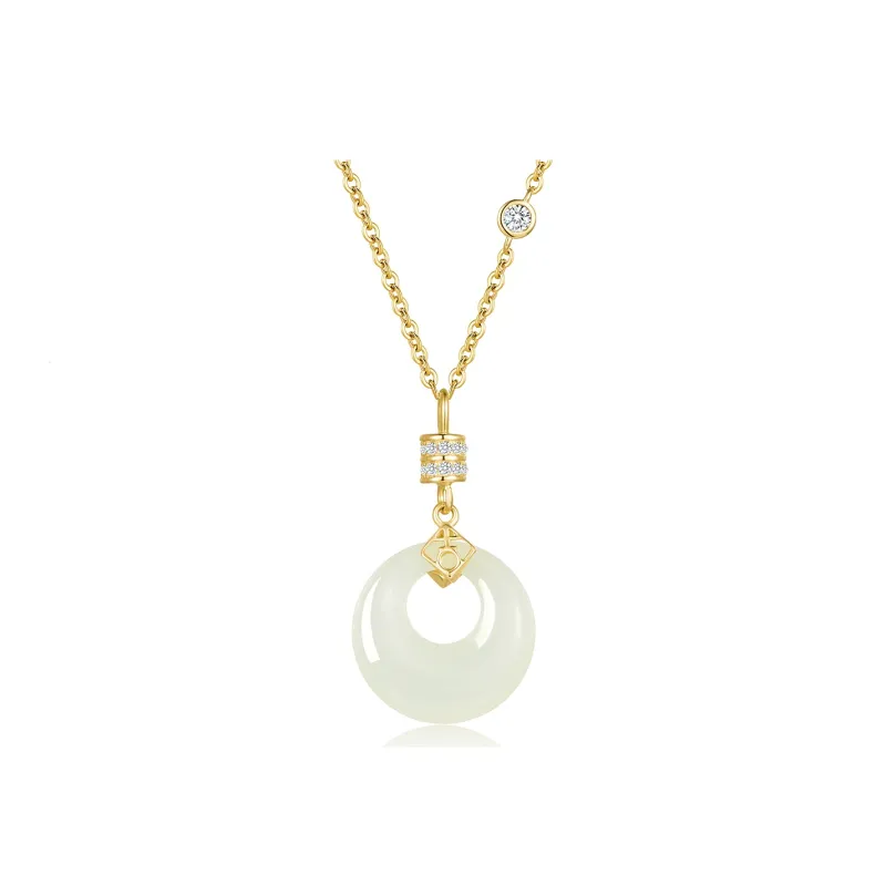 Worship Hetian Jade Necklaces Pale Greenish White Jade Women's-0
