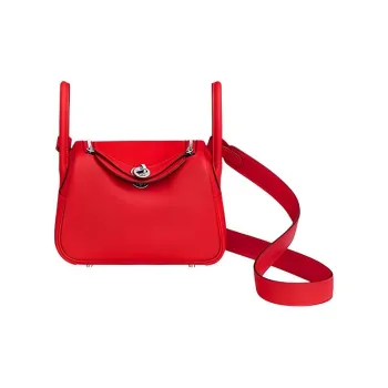 HERMES Lindy Swift Calfskin Handbag Shoulder Bag Crossbody Bag Mini Women's Heart Red/Pepper Red
