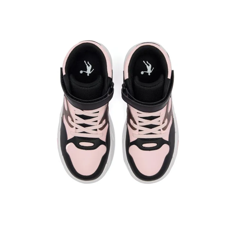 QIAODAN Anti Slip Wear Resistant High Top Kids' Skateboarding Shoes Black Pink Teenagers-3