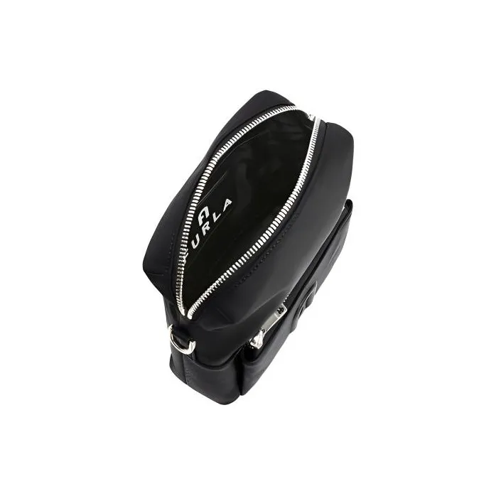 Furla Nylon With Calfskin Shoulder Bag Crossbody Bag Small Size Men's Black-3