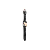 Apple Diamond Pattern Genuine Leather Folding Clasp ~ Black