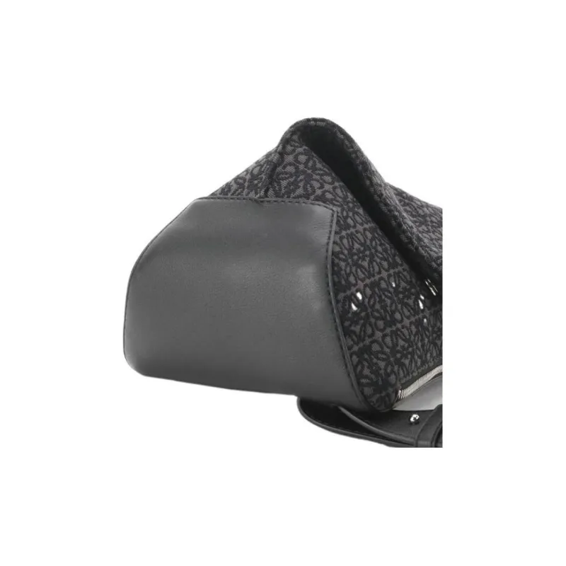 LOEWE Anton Sling Jacquard With Calfskin One Shoulder Crossbody Sling Bags Men's Anthracite/Black-3