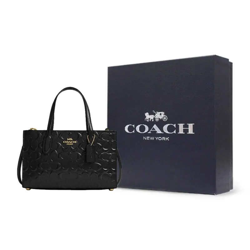 COACH Cow Split Leather Tote Bag Shopping Bag Handbag Small Size Women's Black-6