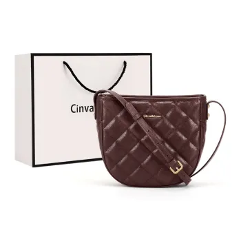 Simvay Clos Cow Leather Saddle Bag Shoulder Bag Crossbody Bag Small Size Women's Coffee/Black