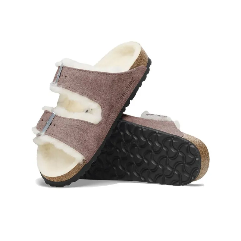 Birkenstock Arizona Shearling Slip-Resistant Slide Slippers Women's Purple Regular-5