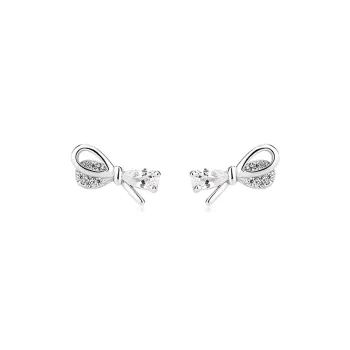 YUOFFICIAL S999 Fine Silver Sparkling Zircon Inlay Elegant Sweetness Design Stud Earrings Women's