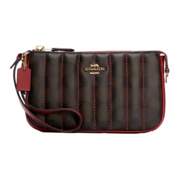 COACH Nolita Canvas Clutch Small Size Women's Brown Red