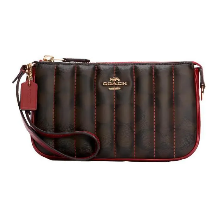 COACH Nolita Canvas Clutch Trumpets Women's Brown Red-0