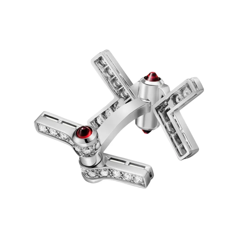 CARTIER Rhodium-Plated Gold Magnesium Aluminum Chalcedony Agate Diamond Total 1.71 Ct Cufflinks Unisex Silver-0