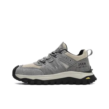 JEEP SPIRIT Cushioning Anti Slip Wear Resistant Breathable Height Increasing Low Top Outdoor Shoes Men's Climbing Gray