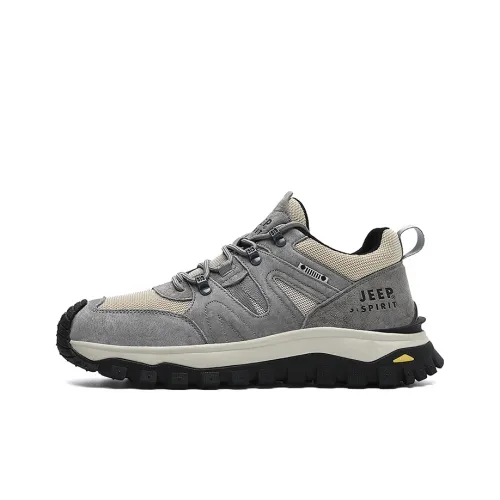 JEEP SPIRIT Cushioning Anti Slip Wear Resistant Breathable Height Increasing Low Top Outdoor Shoes Men's Climbing Gray