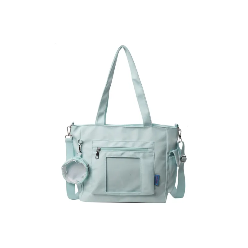 Yalu Nylon Tote Bag, Shoulder Bag Regular Women's Ecru/Black/Blue/Pink/Khaki-8