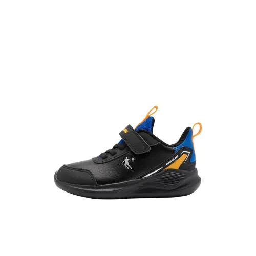 QIAODAN Anti Kick Cushioning Low Top Kids' Running Shoes Black Blue Children Aged 3 7 Years Old